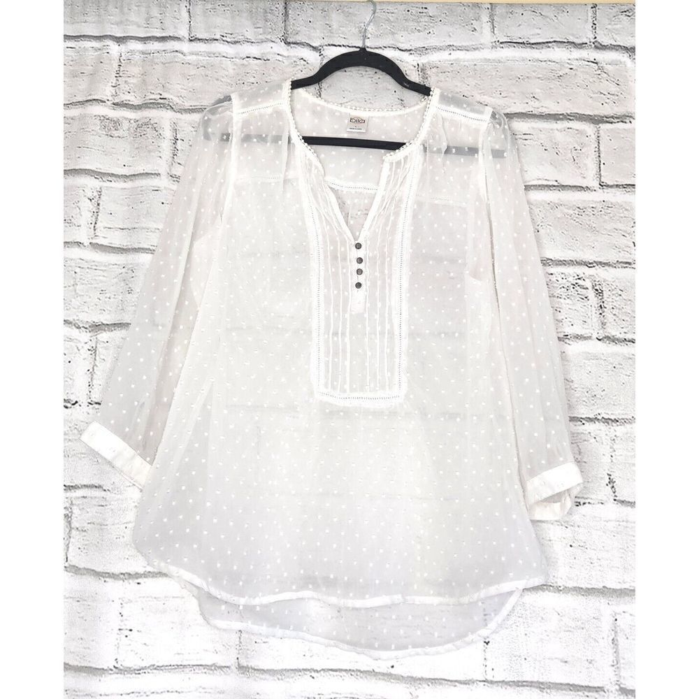 Bila White Semi Sheer Women's Size Large Long-sleeved Tunic India